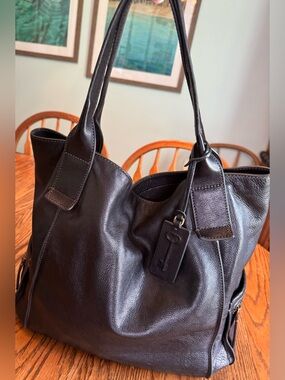 Fossil Emerson Black Pebbled Leather Tote Bag